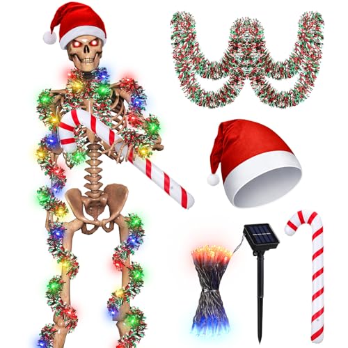 Cozypower 12 ft Skeleton Christmas Outfit Accessories Set - Classic Red