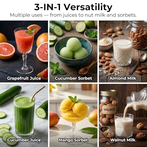 TUUMIIST 3-in-1 Juicer Machine Jet Black - Makes Juice, Sorbet & Nut Milk