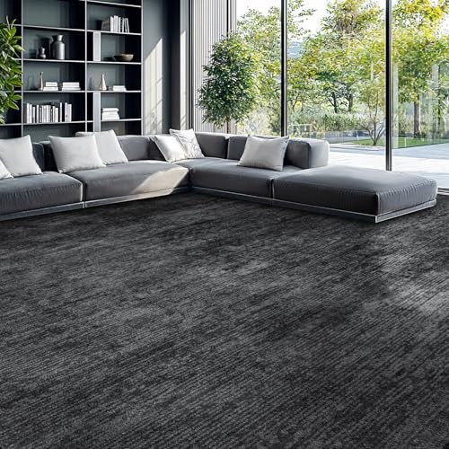 Black 6x9 Washable Area Rug - Non-slip, Stain-resistant Living Room & Bedroom