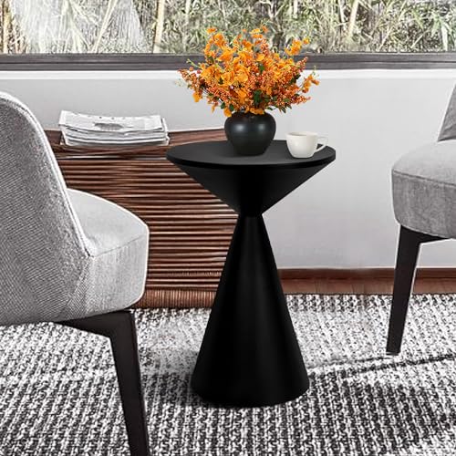 Black Small Drink Table - Round Martini Side Table for Small Spaces
