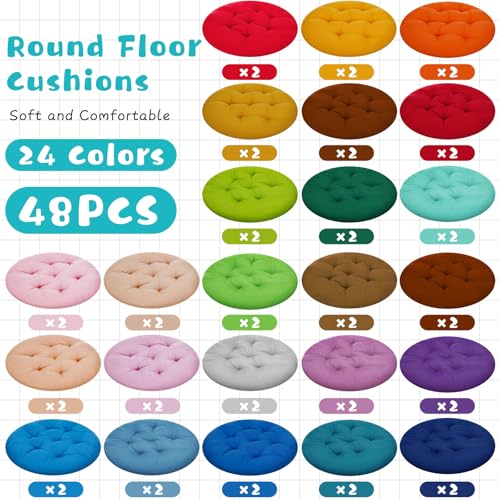 Set of 48 Round Floor Cushions 15.7 Inch Soft Seating Pillows for Home & Classroom