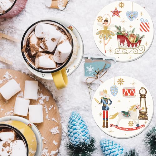 Whaline Red Nutcracker Christmas Coasters Set of 4 Ceramic Drink Mats 4.1 x 0.3 in