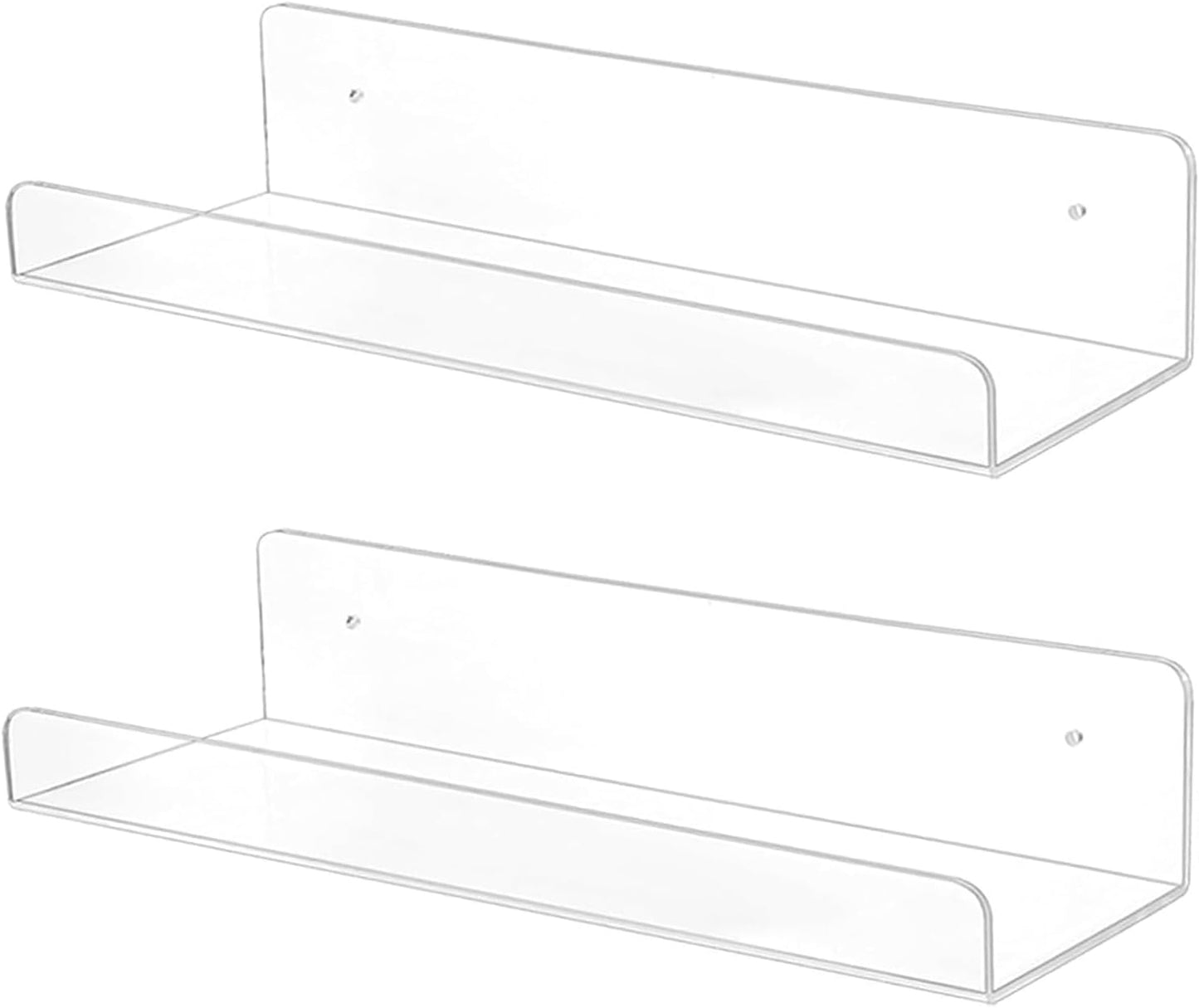 TONICE 2 Pack Acrylic Floating Wall Shelves - Stylish Storage for Bedroom, Bathroom, Kitchen, and Office