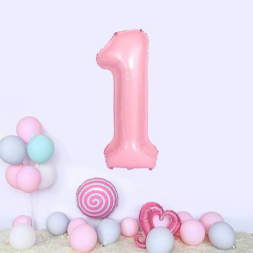 JANOU 40-Inch Pink Helium Foil Balloon - Perfect for 1st Birthday, Baby Shower & Wedding Decor