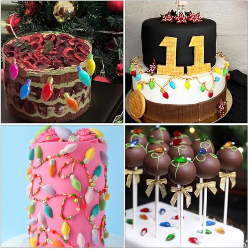 ICNYEKl I-185 Christmas Light Bulb Fondant Mold for Cake Decorating