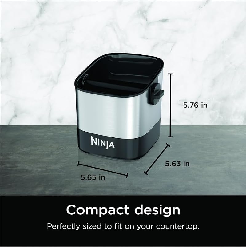Ninja Luxe Café Knock Box - Holds 10 Double Shot Pucks - 5.65 x 5.63 x 5.76 Inches