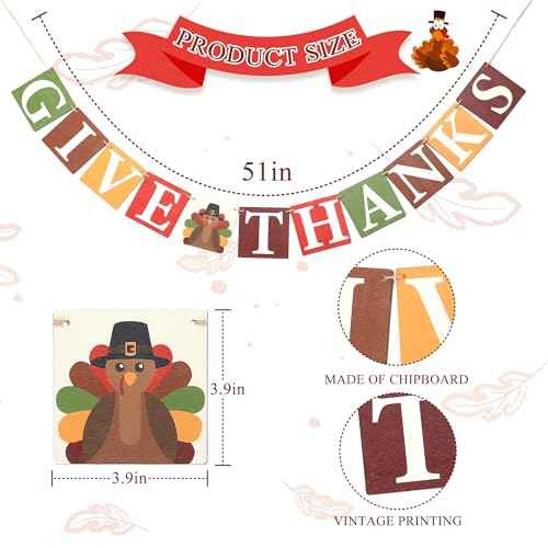 Thanksgiving Wooden Banner, Give Thanks Decor, Happy Fall Thanksgiving Mantle Fireplace Decorations