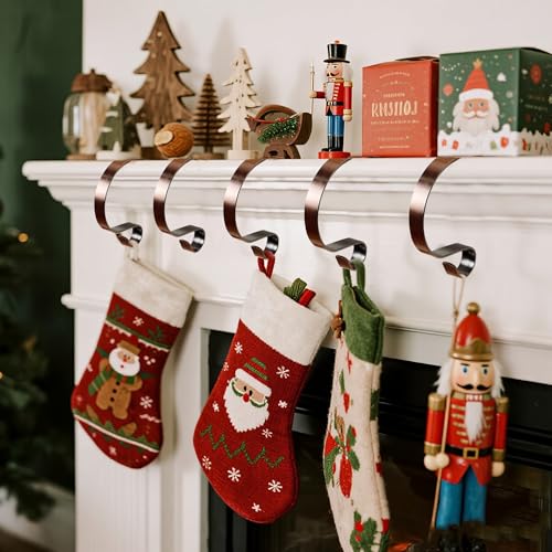 Christmas Stocking Holders for Mantle Set of 6, Adjustable and
