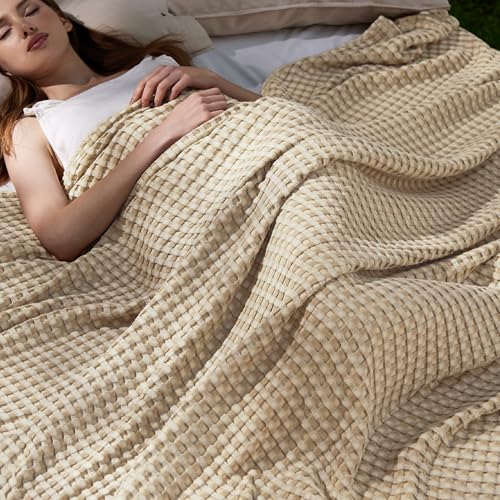 Cooling Waffle Blanket for Hot Sleepers - Warm Taupe King 104x90 - Breathable & Soft