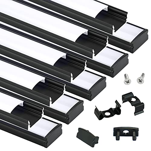 LED Strip Channel System 10 Pack 6.6Ft Black Diffuser for Light Strips