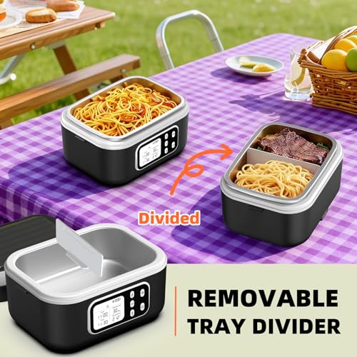 Drafin Black Cordless Electric Lunch Box 6.3 Cups with 27000mAh Battery, Rapid Heating