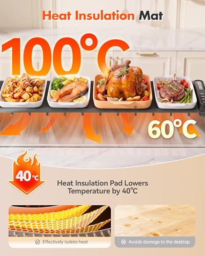 Grey 43x12 Inch Food Warming Mat - 600W Heat Resistant Pad for Buffet & Catering