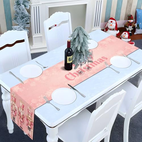 Pink Nutcrackers Christmas Table Runner Xmas Decoration Winter