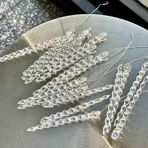 36 pcs Plastic Icicle Christmas Glitter Icicle Ornaments Crystal Icicles for Christmas Tree Christmas Ornaments 5.12 Inch for Wedding,Thanksgiving,Party (transparently)