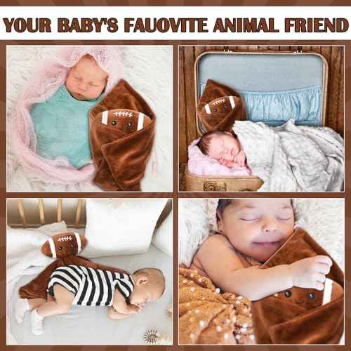 15 Inches Cute Football Security Blanket Football Baby Stuff Lovely Plush Sleeping Snuggle Gifts Sport Nursery Baby Shower Decor for Newborn Toddler Stuffed Snuggle