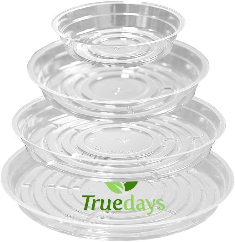 TRUEDAYS Plant Saucers - 20 Pack Clear Flower Pot Trays for Indoor & Outdoor Use | 6-12 Inch Sizes