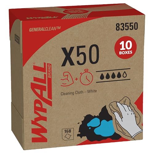 WypAll GeneralClean X50 Cleaning Cloths Set - Pop-Up Box, 10 Packs of 168 Towels