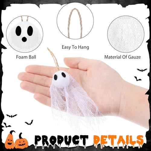 36 Pcs Halloween Ghost Hanging Ornaments 3.94 Inch Hanging Ghosts Tree Ornaments Farmhouse Rustic Mini Flying Decoration for Haunted House Party Yard Small Tree Decor