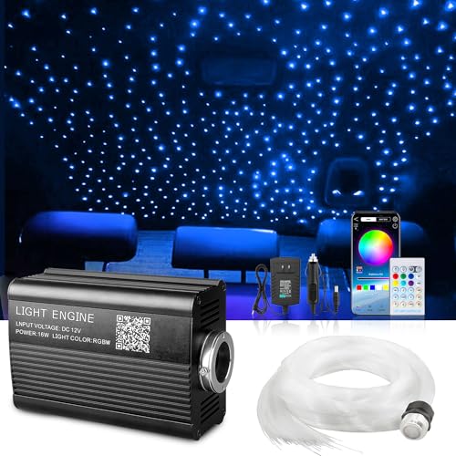 Twinkle 550pcs Fiber Optic Star Ceiling Kit - 0.03in 9.8ft, RGBW Music/Voice Activated