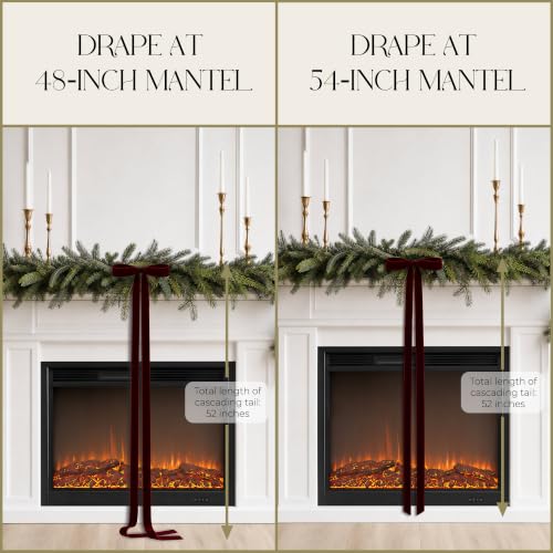 2-Pack Extra-Long Burgundy Velvet Christmas Bows 9x52in - Double-Sided, Front-Back Showpiece