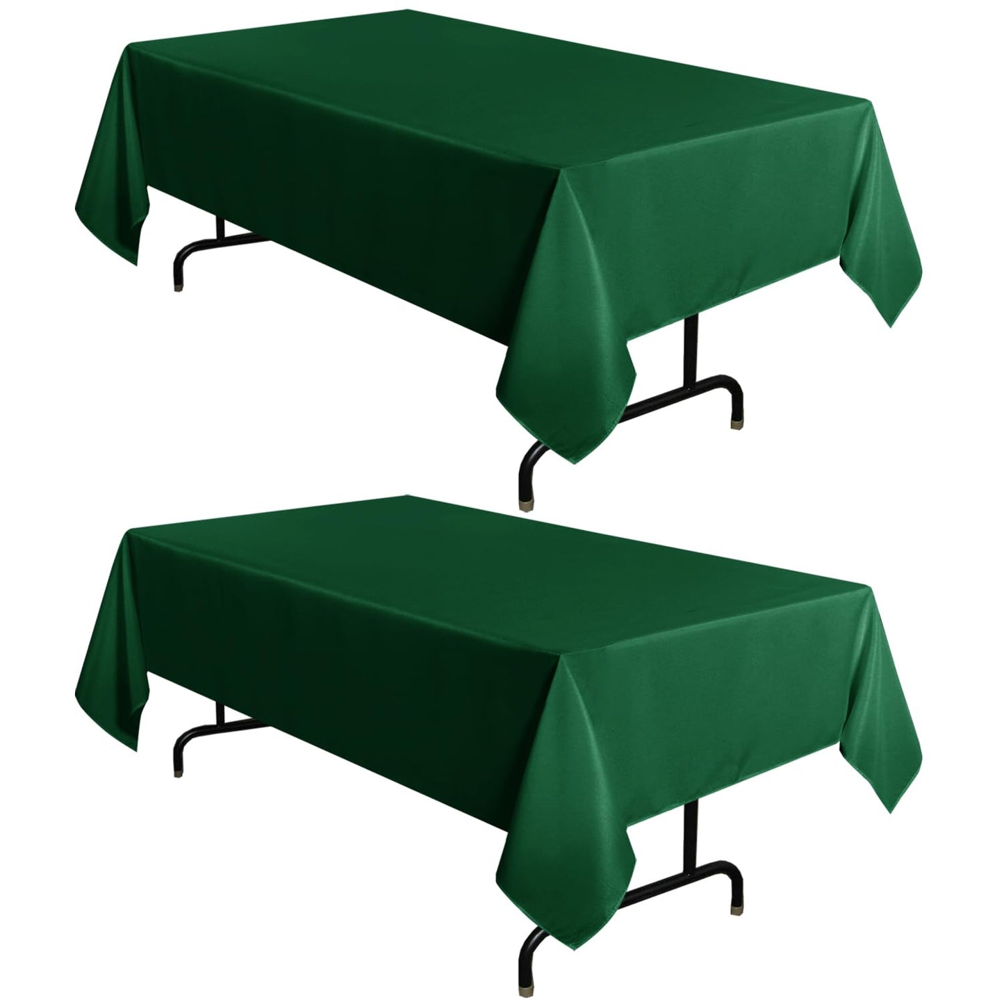 sancua 2 Pack Hunter Green Tablecloth 60 x 102 Inch, Rectangle 6 Feet Table Cloth - Stain and Wrinkle Resistant Washable Polyester Table Cover for Dining Tables, Buffet Parties and Camping