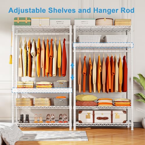 H4 Portable 4-Tier Metal Clothes Garment Rack - White, 35.4 W x 14 D x 76.4 H