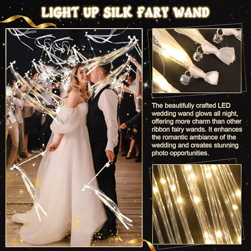 Light Up LED Fairy Wands for Weddings & Parties - Ivory & Warm White, 50 Pcs with 3 Flashing Modes