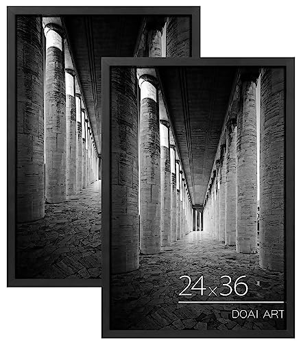 Black 24x36 Poster Frame Set - 2 Pack, HD Plexiglass Wall Art Frames