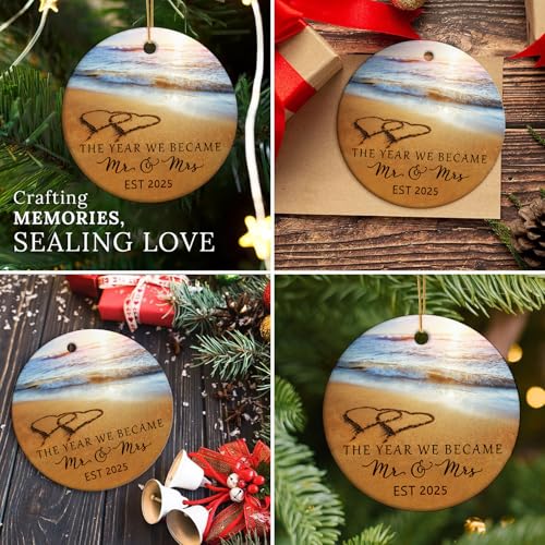 Wedding Gifts Engagement Gifts for Couples 2025 Bridal Shower Gift Mr and Mrs First Christmas Married Ornament 2025 Just Married Gift for Newlywed Couple Bride Her Women Friends(2)