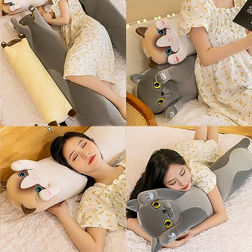 Long Cat Plush Pillow - Soft Cat Stuffed Animals Pillow Long Cats Pillow Plush for Kids Adult, for Birthday Christmas Valentine's Day ((Yellow,50cm/19.7in))