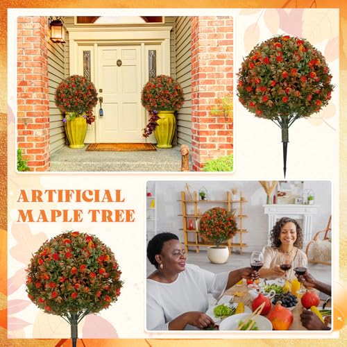 Lunmon 2 Pack 24-Inch Artificial Orange Topiary Trees for Outdoor Decor