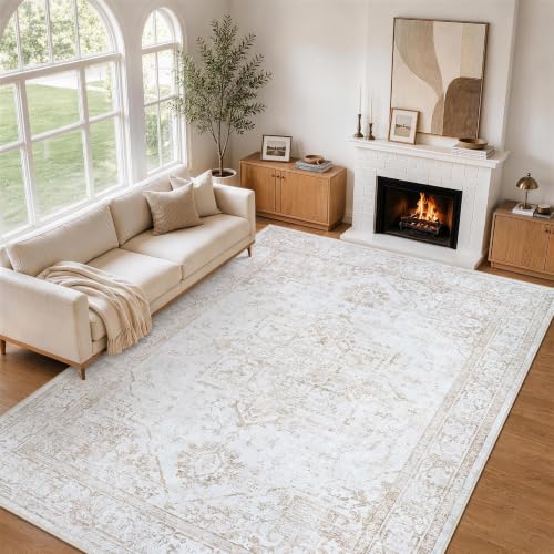 Area Rug 6x9 Living Room Washable Beige Non-Slip Rugs