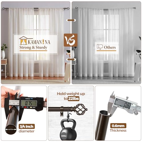 KAMANINA 2 Pack Adjustable Bronze Curtain Rods 32-86 Inches for Windows