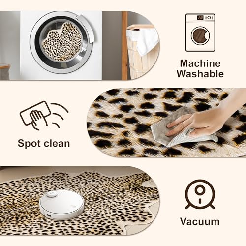 5'2" x 7' Cheetah Print Rug - Faux Animal Skin Area Rug for Bedroom Living Room - Multicolor