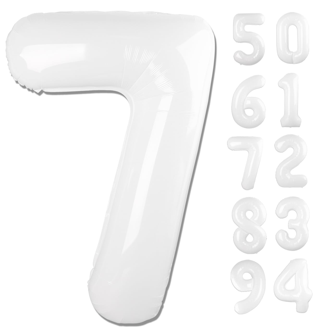 White 7 Balloon, Translucent Number Balloons 40 Inch, 7th Birthday Decorations for Kids Girls Boys, White Party Decoration for Women Men, Number 7 Balloon