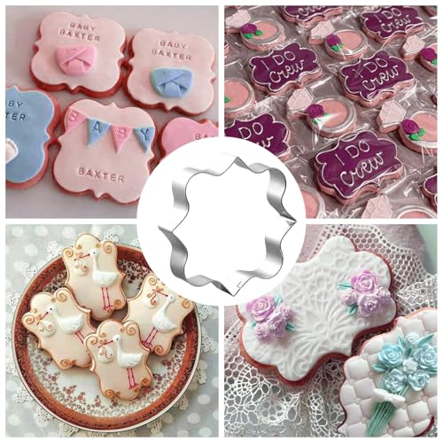 10PCS Stainless Steel Plaque Frame Cookie Cutters - Variety Shapes Fondant Cutters for Baking,Wedding,Birthday,Christmas,Metal Biscuit Molds for DIY Decorations