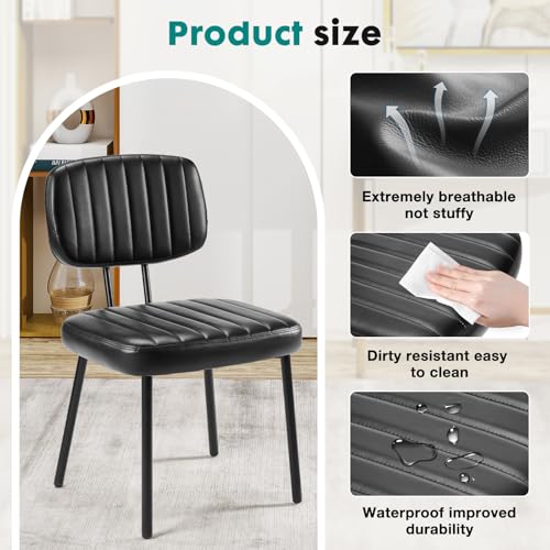Mid Century Modern Black Dining Chairs Set of 2 - Durable & Stylish Kitchen Seating