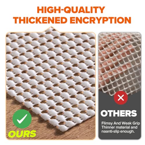 White Non-Slip Rug Pad 6x9 Ft - Thick Cushion & Floor Protector