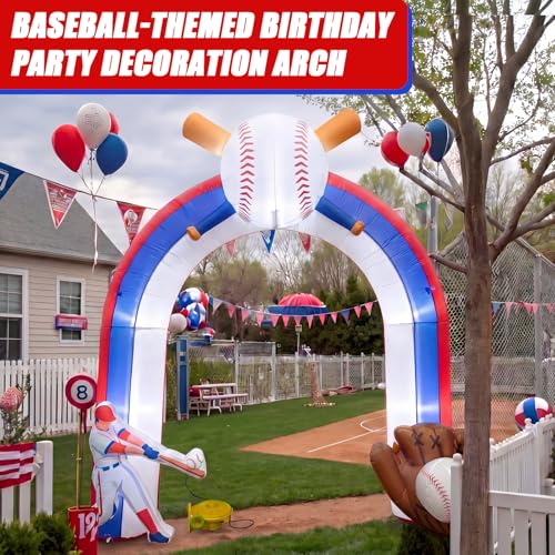 Shappy 9 ft Inflatable Baseball Arch with LED Lights for Party & Game Day Decor