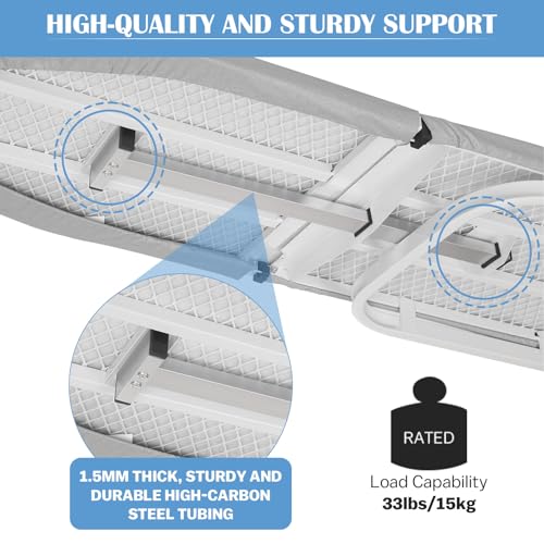 Vrietina Wall Mounted Ironing Board with Height Adjustment, Foldable, 36x12 Inch, Gary / Without Iron Holder