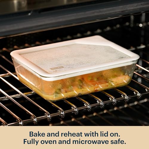 Glass Food Storage Containers Set with Airtight Lids - 5-Piece Pyrex Kitchen Storage