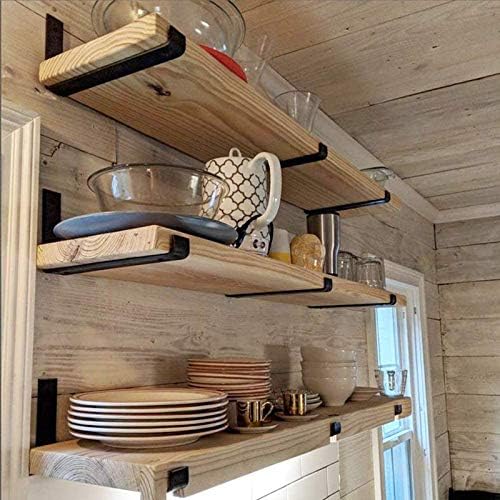 12 Inch Heavy Duty Floating Shelf Brackets Pack of 16 - Industrial Metal Iron Matte Black