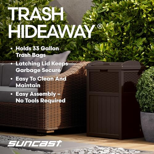 Suncast 33 Gallon Commercial Outdoor Trashcan Hideaway with Lid for