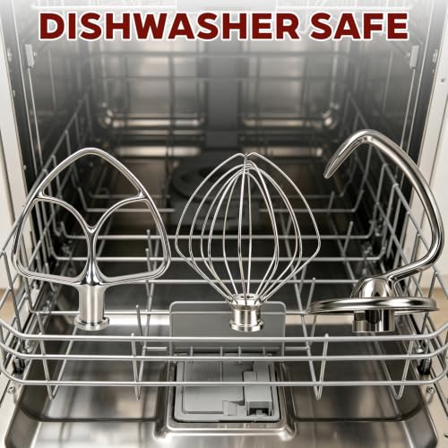 Mttobo 3-Piece Stainless Steel Mixer Attachment Set for KitchenAid 4.5 & 5 QT