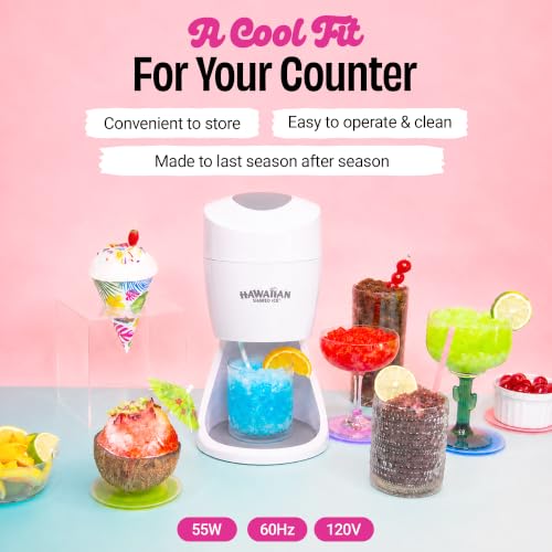 Hawaiian Shaved Ice Machine S900A White - Compact Electric Snow Cone Maker