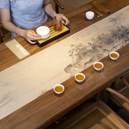 Chinese Table Runner 13x118 Inch Extra Long Cotton Linen Decor
