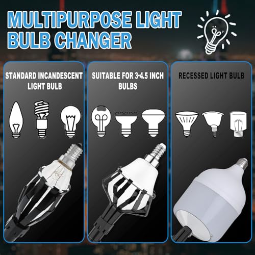 Blue 28FT Telescopic Light Bulb Changer Pole Kit for High Ceilings with Duster & Suction Cups