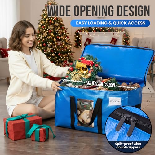 Blue Extra Large Moving Storage Bags - 6 Pack with Visible Window, Heavy Duty & Waterproof