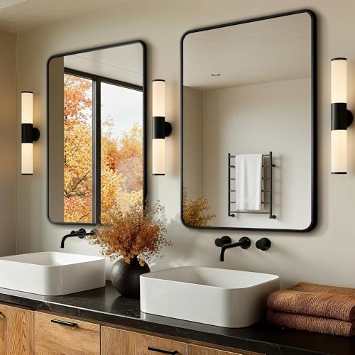 Black Bathroom Vanity Mirror Set - 36x24 Inches, 2 Pack - Over Sink Wall Mirrors