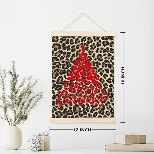 JINYO Christmas Wall Art Poster Six - Leopard Print Holiday Decor, 12x16 Inches